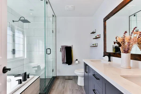Modern bathroom with walk-in shower